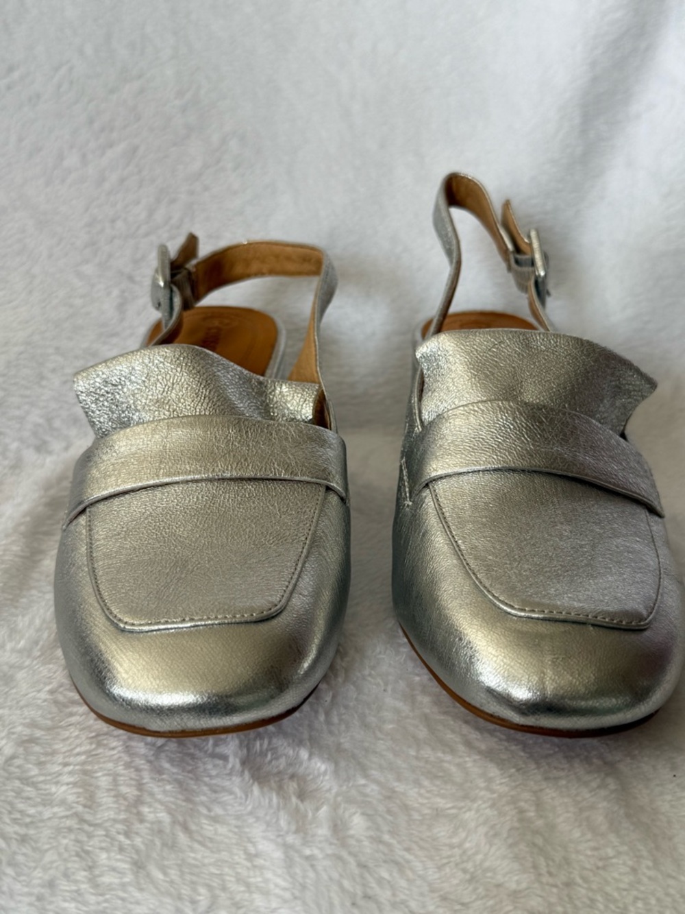 Corso Como Silver Metallic Slingback Block Heel Loafer - Picture 3 of 9
